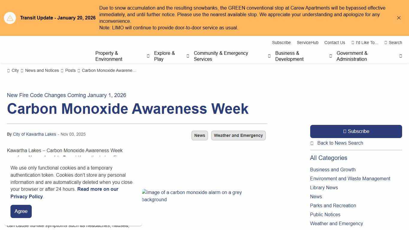 Carbon Monoxide Awareness Week: New Fire Code Changes Coming January 1, 2026 City of Kawartha Lakes